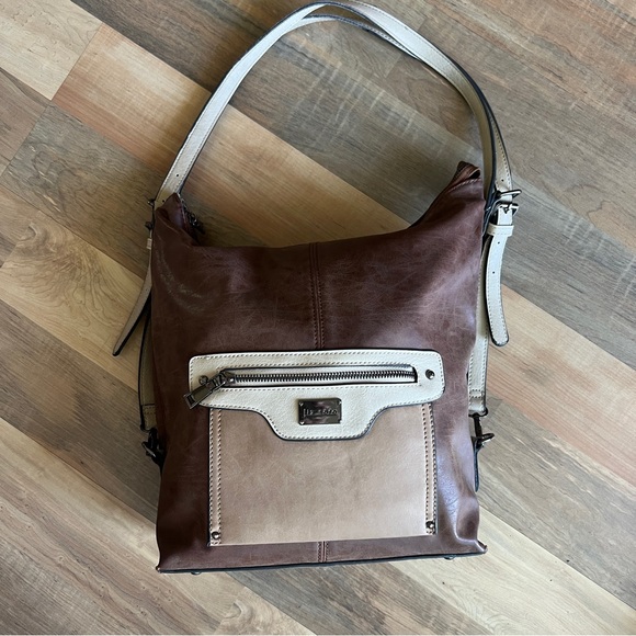 Liz Soto Brown and Cream Leather Shoulder Bag - Picture 1 of 9